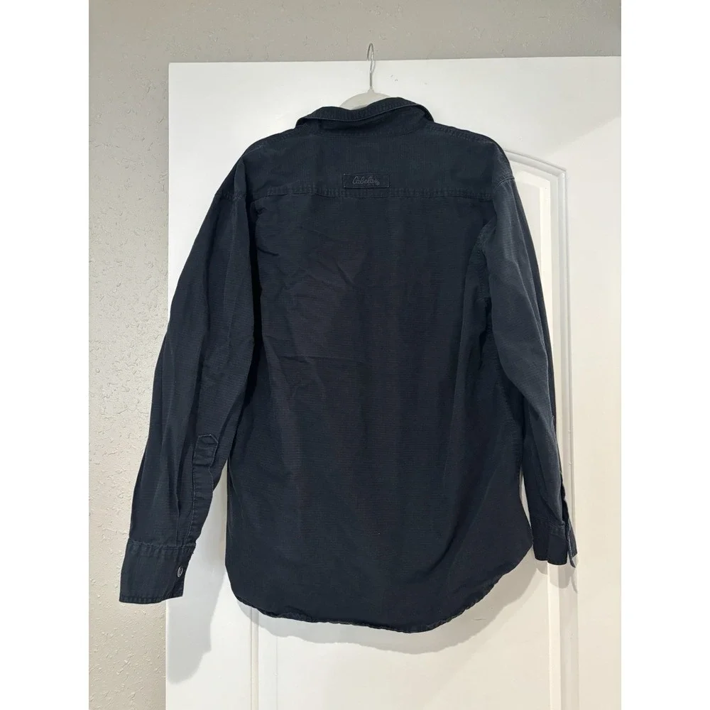 Cabelas Black Men's Buttonup‎ Shirt Long Sleeve Size Large Reg Cotton Y2K